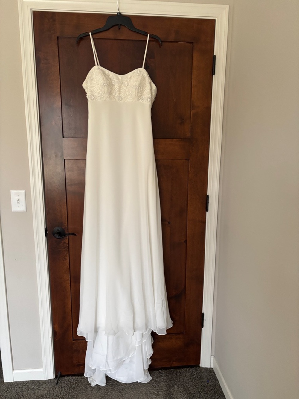 White Spaghetti-Strap (Removable) Lace Bodice Wedding Dress  NWOT